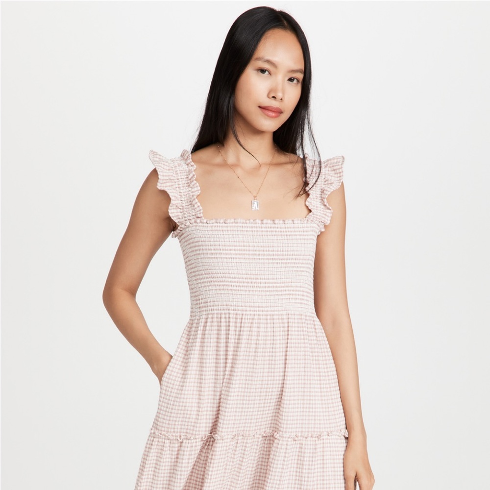 Pink Gingham Midi Dress